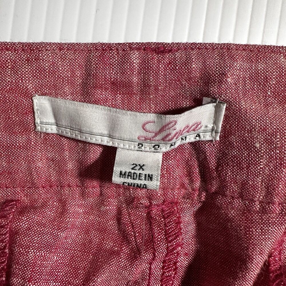 Linea Donna Linen Blend 2 Piece Set Matching Wide Leg Pants Top Red Sz 1X 2X NWT - Picture 9 of 16
